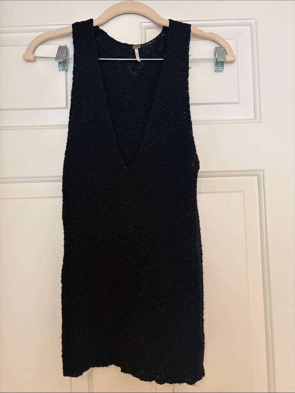 Free People Black Sleeveless V-Neck Mini Dress